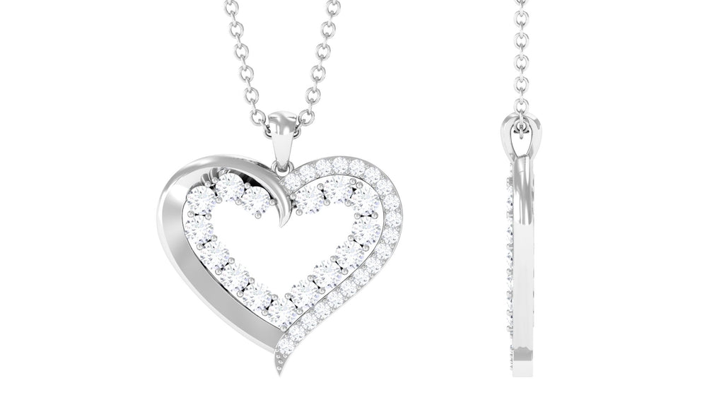 Certified Moissanite Open Heart Pendant Moissanite - ( D-VS1 ) - Color and Clarity - Rosec Jewels