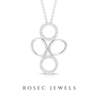 Diamond Contemporary Pendant Necklace in Two Tone Gold Diamond - ( HI-SI ) - Color and Clarity - Rosec Jewels