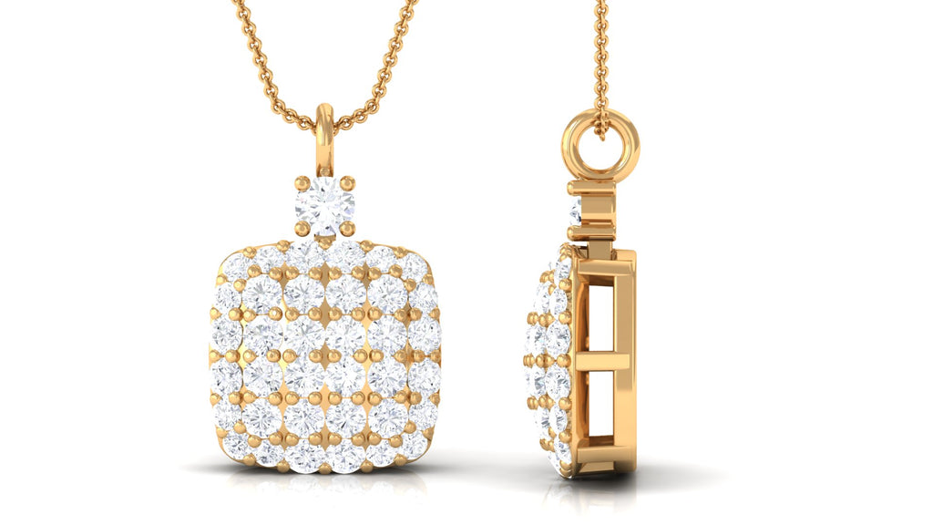1/2 CT Square Shape Diamond Cluster Pendant Necklace Diamond - ( HI-SI ) - Color and Clarity - Rosec Jewels