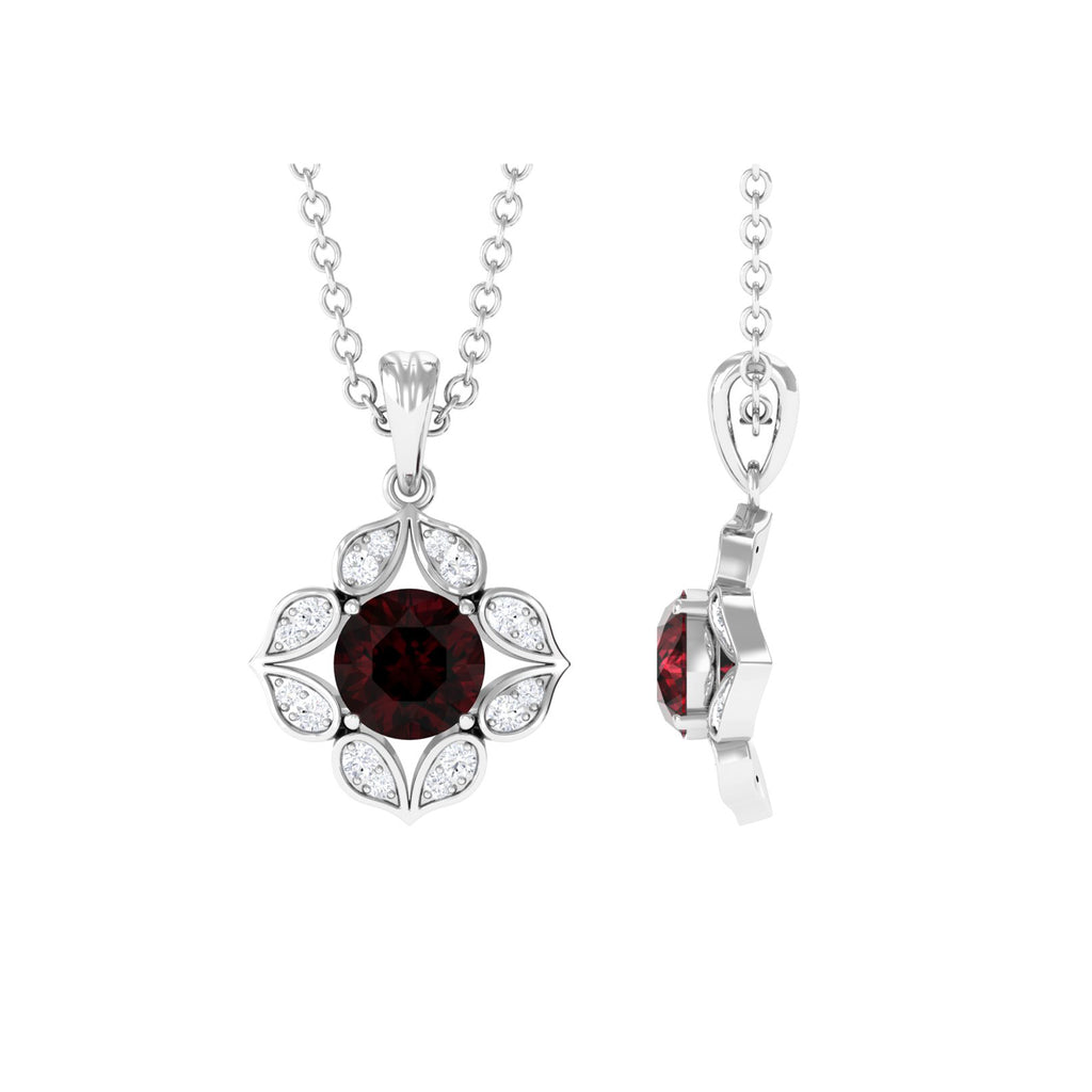 3/4 CT Natural Garnet Bridal Pendant with Diamond Garnet - ( AAA ) - Quality - Rosec Jewels
