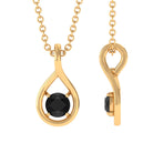 4 MM Black Onyx Solitaire and Gold Teardrop Pendant Black Onyx - ( AAA ) - Quality - Rosec Jewels