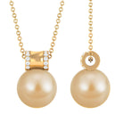 Round South Sea Pearl Elegant Pendant with Diamond South Sea Pearl - ( AAA ) - Quality - Rosec Jewels