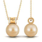 Round South Sea Pearl Elegant Pendant with Diamond South Sea Pearl - ( AAA ) - Quality - Rosec Jewels