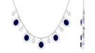 Rosec Jewels-Oval Cut Blue Sapphire and Diamond Bridal Station Chain Necklace