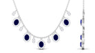 Rosec Jewels-Oval Cut Blue Sapphire and Diamond Bridal Station Chain Necklace