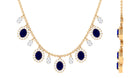 Rosec Jewels-Oval Cut Blue Sapphire and Diamond Bridal Station Chain Necklace