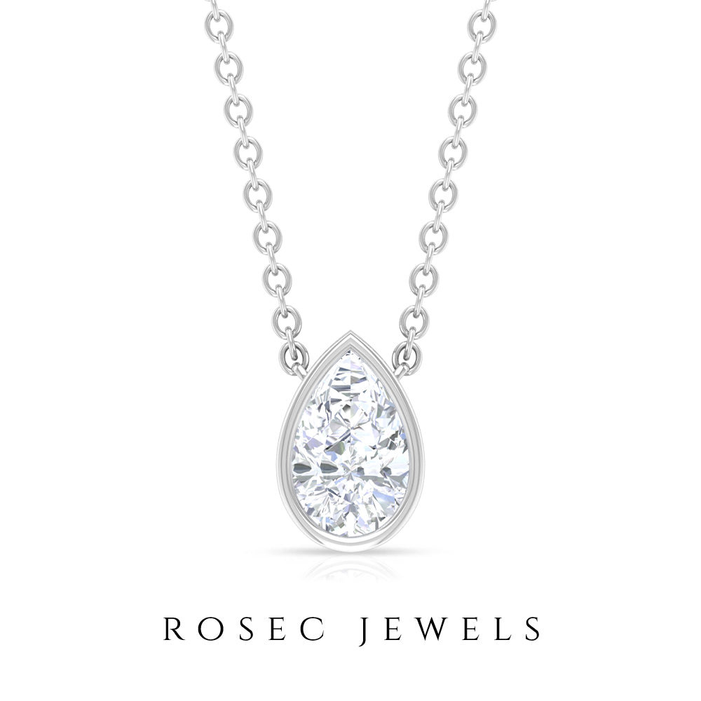 1/4 CT Pear Shape Diamond Solitaire Necklace Diamond - ( HI-SI ) - Color and Clarity - Rosec Jewels