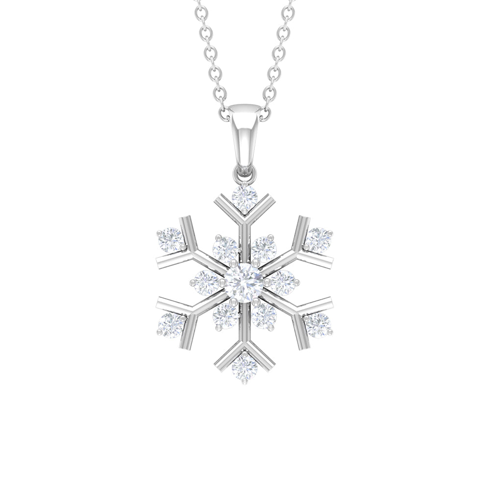 Minimal Diamond Snowflake Pendant Diamond - ( HI-SI ) - Color and Clarity - Rosec Jewels