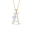 Initial A Pendant Necklace with Cubic Zirconia Zircon - ( AAAA ) - Quality - Rosec Jewels