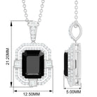 Vintage Inspired Octagon Black Spinel Pendant with Diamond Black Spinel - ( AAA ) - Quality - Rosec Jewels