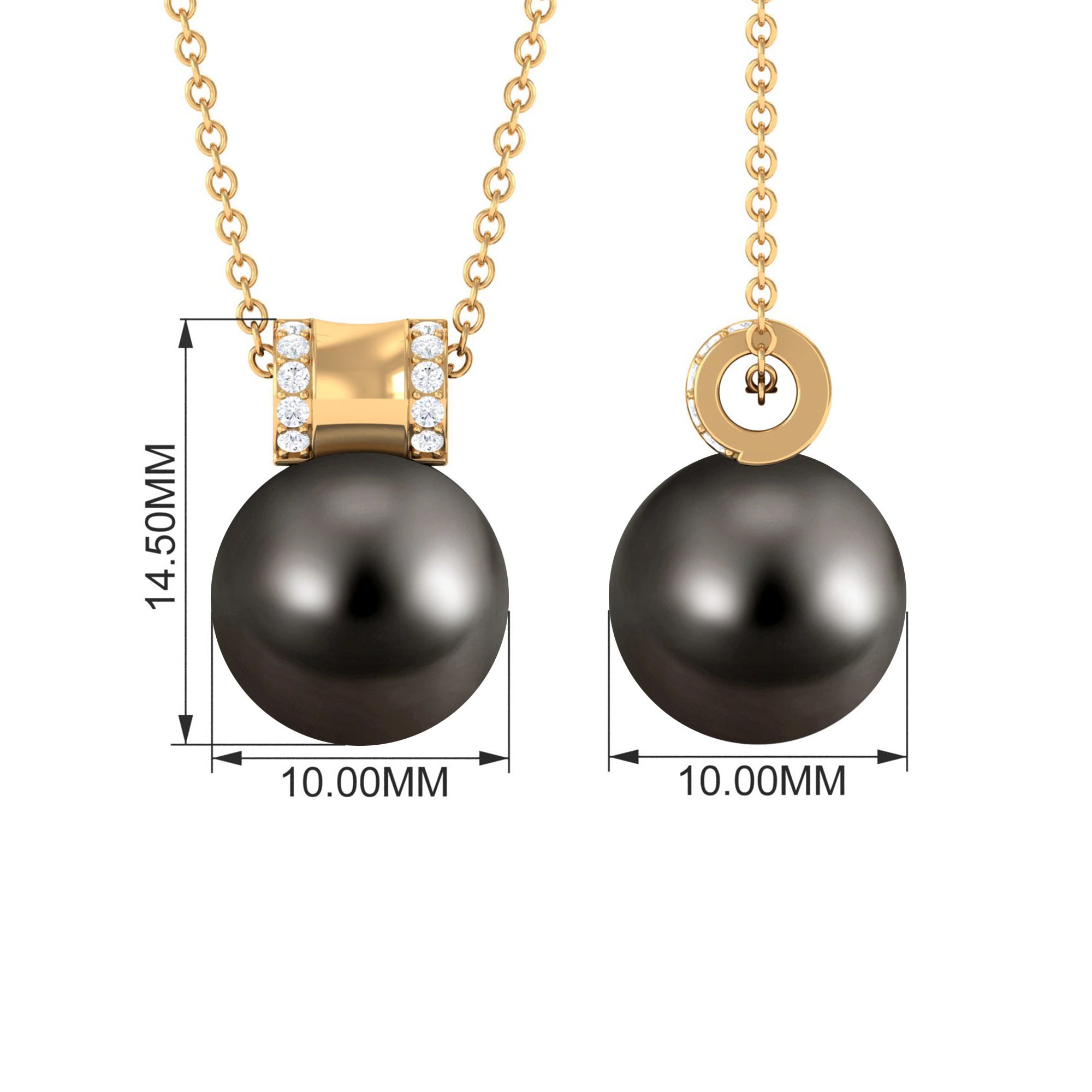 Elegant Tahitian Pearl Pendant with Diamond Tahitian pearl - ( AAA ) - Quality - Rosec Jewels