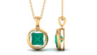 Created Emerald Solitaire Pendant Necklace with Diamond Lab Created Emerald - ( AAAA ) - Quality - Rosec Jewels