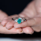 1.5 CT Oval shape Emerald Solitaire Ring with Diamond Emerald - ( AAA ) - Quality - Rosec Jewels