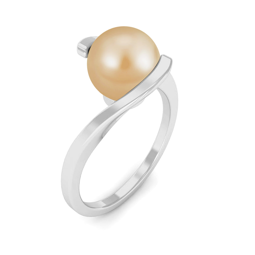 5 CT Solitaire South Sea Pearl Bypass Engagement Ring in Gold South Sea Pearl - ( AAA ) - Quality - Rosec Jewels
