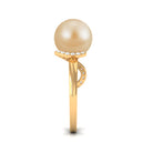 Solitaire South Sea Pearl Designer Engagement Ring with Diamond South Sea Pearl - ( AAA ) - Quality - Rosec Jewels