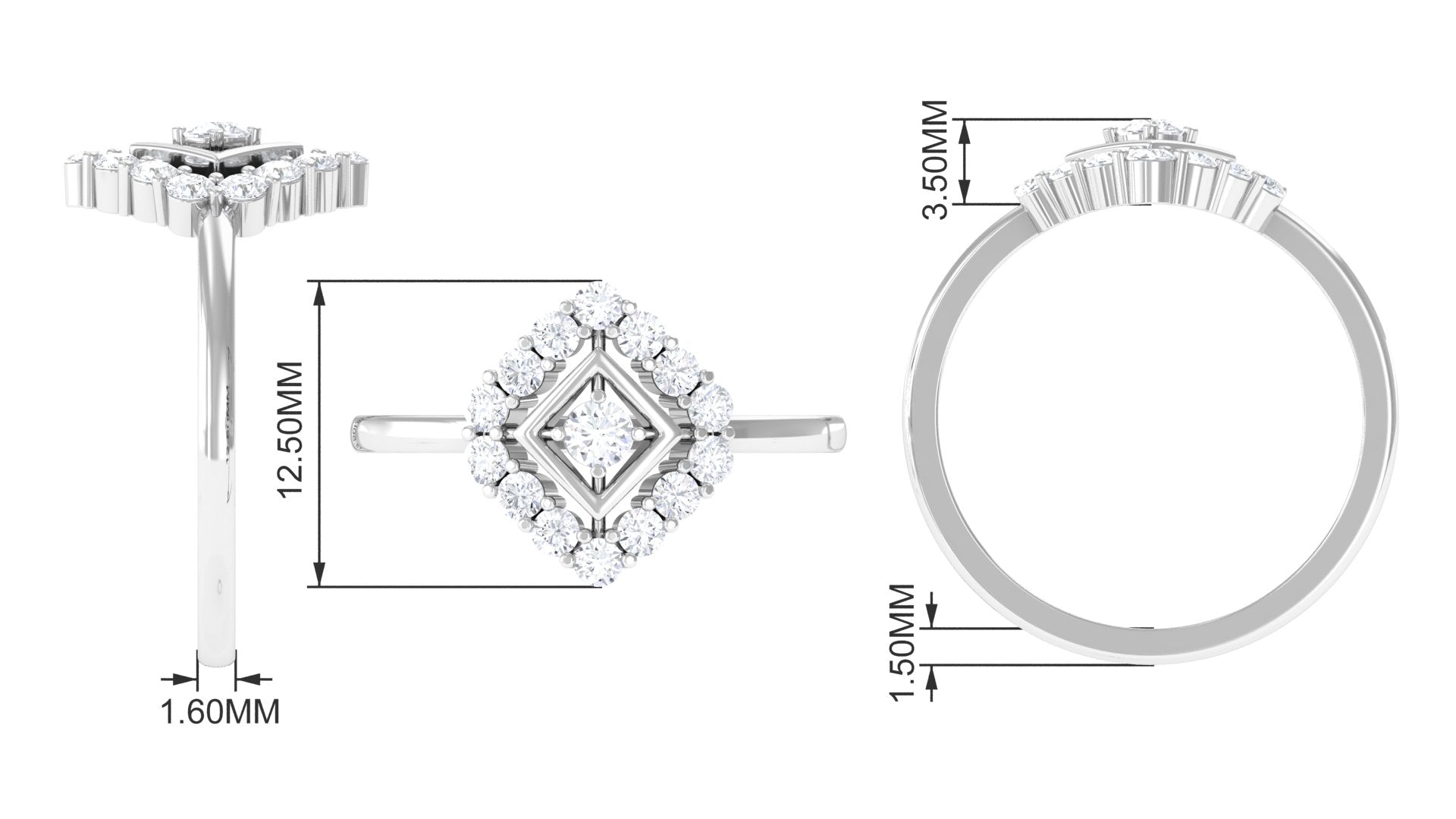 3/4 CT Minimal Diamond Gold Promise Ring Diamond - ( HI-SI ) - Color and Clarity - Rosec Jewels