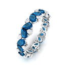 Designer Pear Cut London Blue Topaz and Moissanite Eternity Ring London Blue Topaz - ( AAA ) - Quality - Rosec Jewels