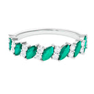 Real Emerald and Diamond Half Eternity Ring in Prong Setting Emerald - ( AAA ) - Quality - Rosec Jewels