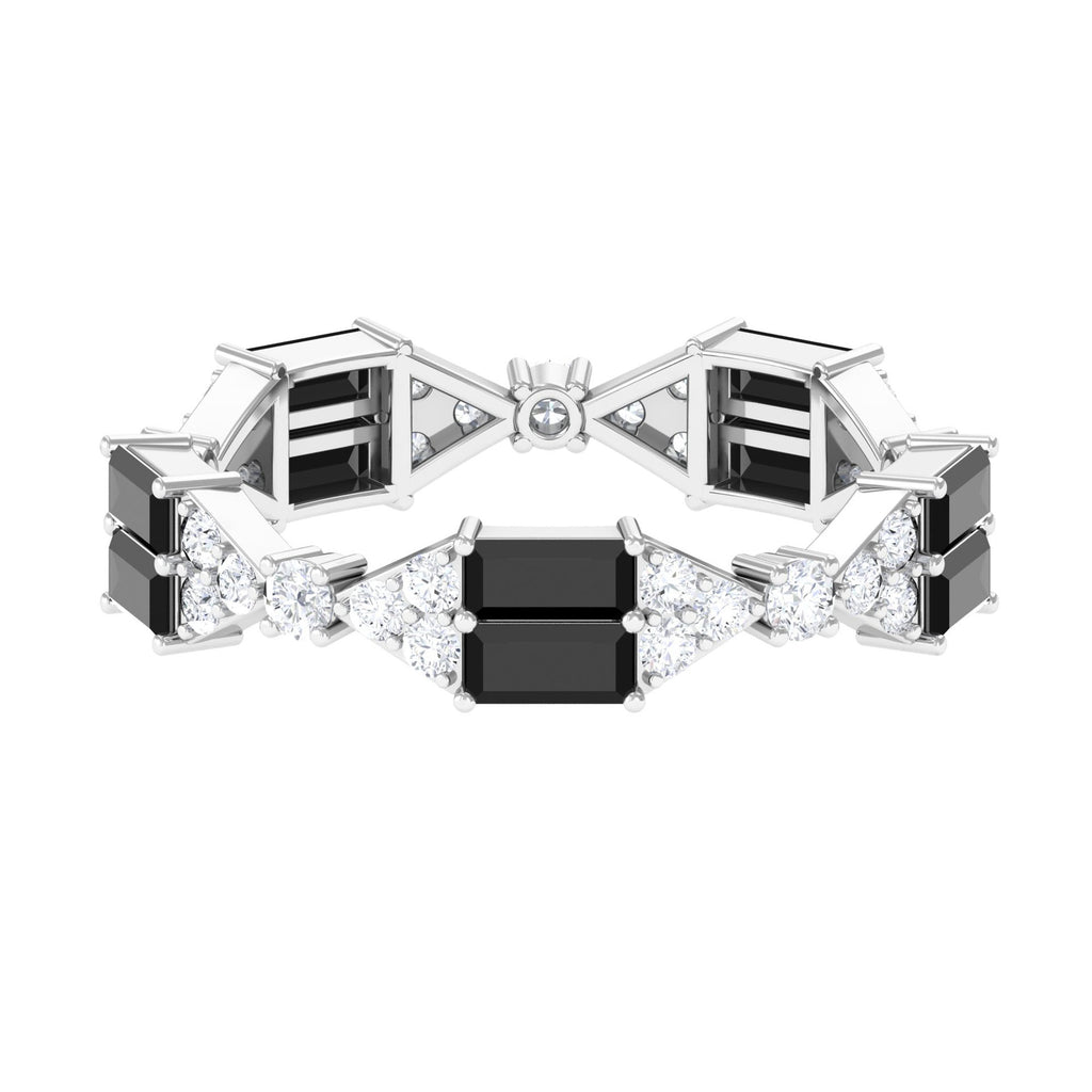 Real Black Onyx and Diamond Full Eternity Ring Black Onyx - ( AAA ) - Quality - Rosec Jewels