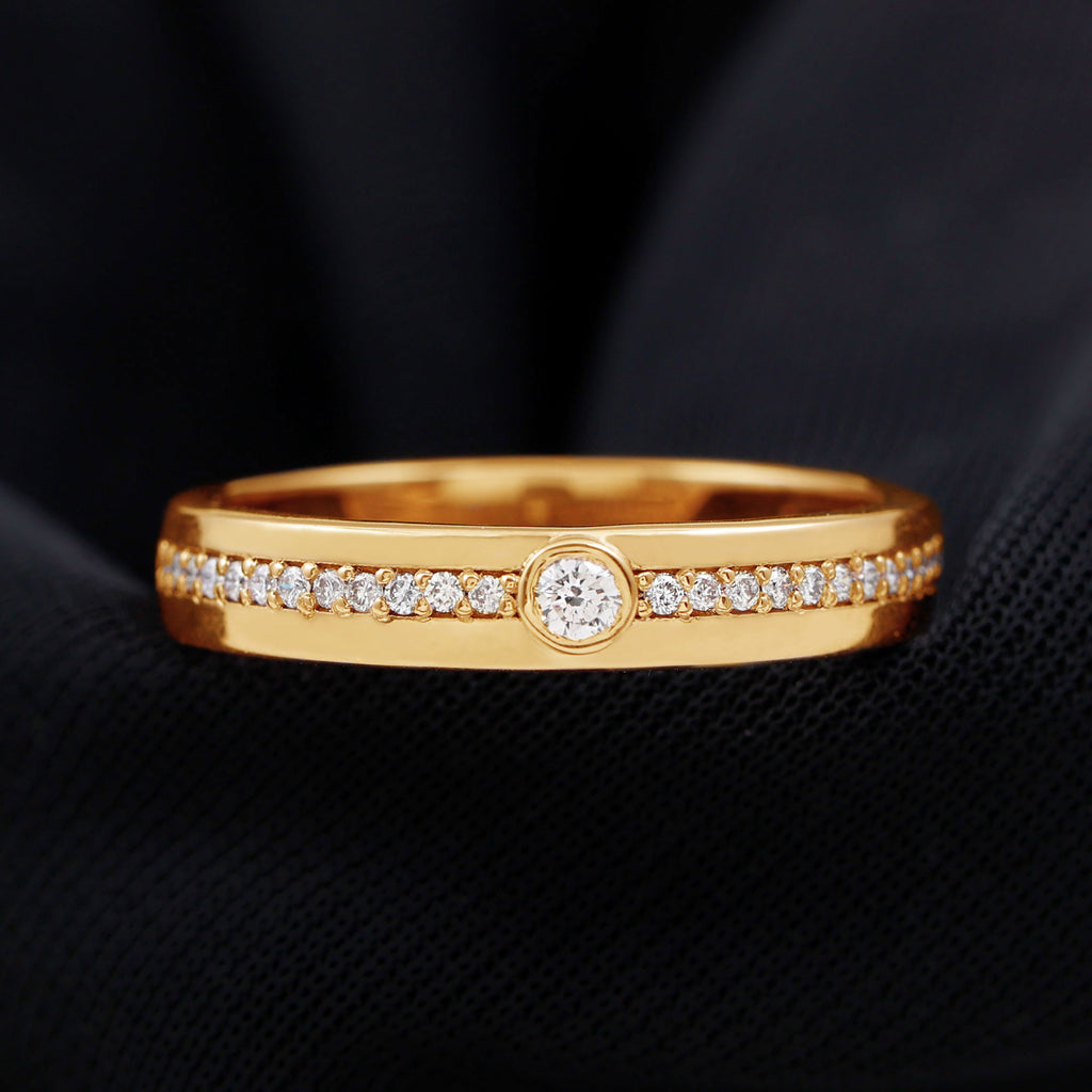 Bezel Set Diamond Unisex Wedding Band Diamond - ( HI-SI ) - Color and Clarity - Rosec Jewels