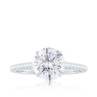 Certified Moissanite Round Cut Solitaire Ring with Side Stones Moissanite - ( D-VS1 ) - Color and Clarity - Rosec Jewels