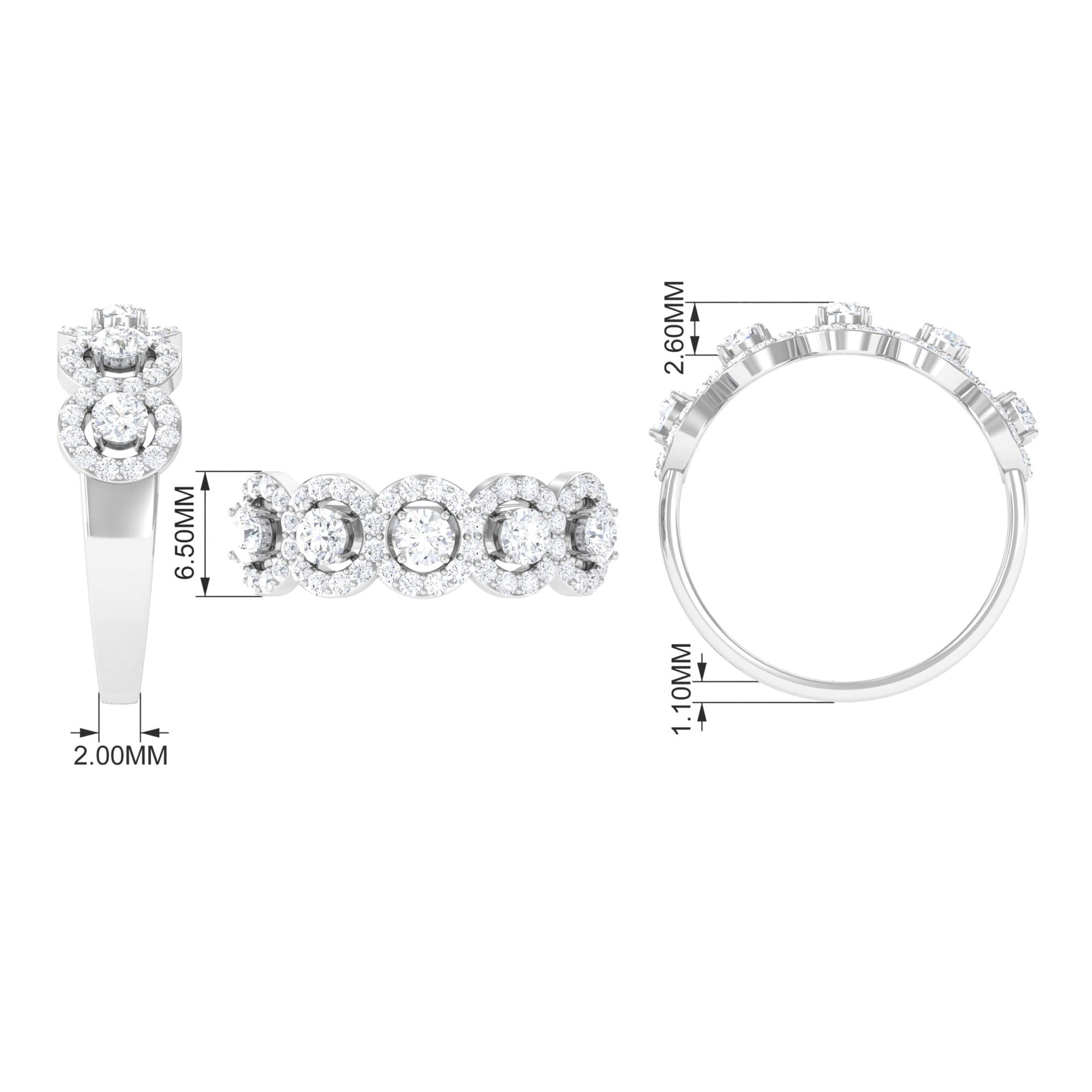 1.25 CT Round Cut Moissanite Halo Classic Band Ring Moissanite - ( D-VS1 ) - Color and Clarity - Rosec Jewels
