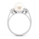 Natural Freshwater Pearl and Diamond Solitaire Engagement Ring Freshwater Pearl - ( AAA ) - Quality - Rosec Jewels