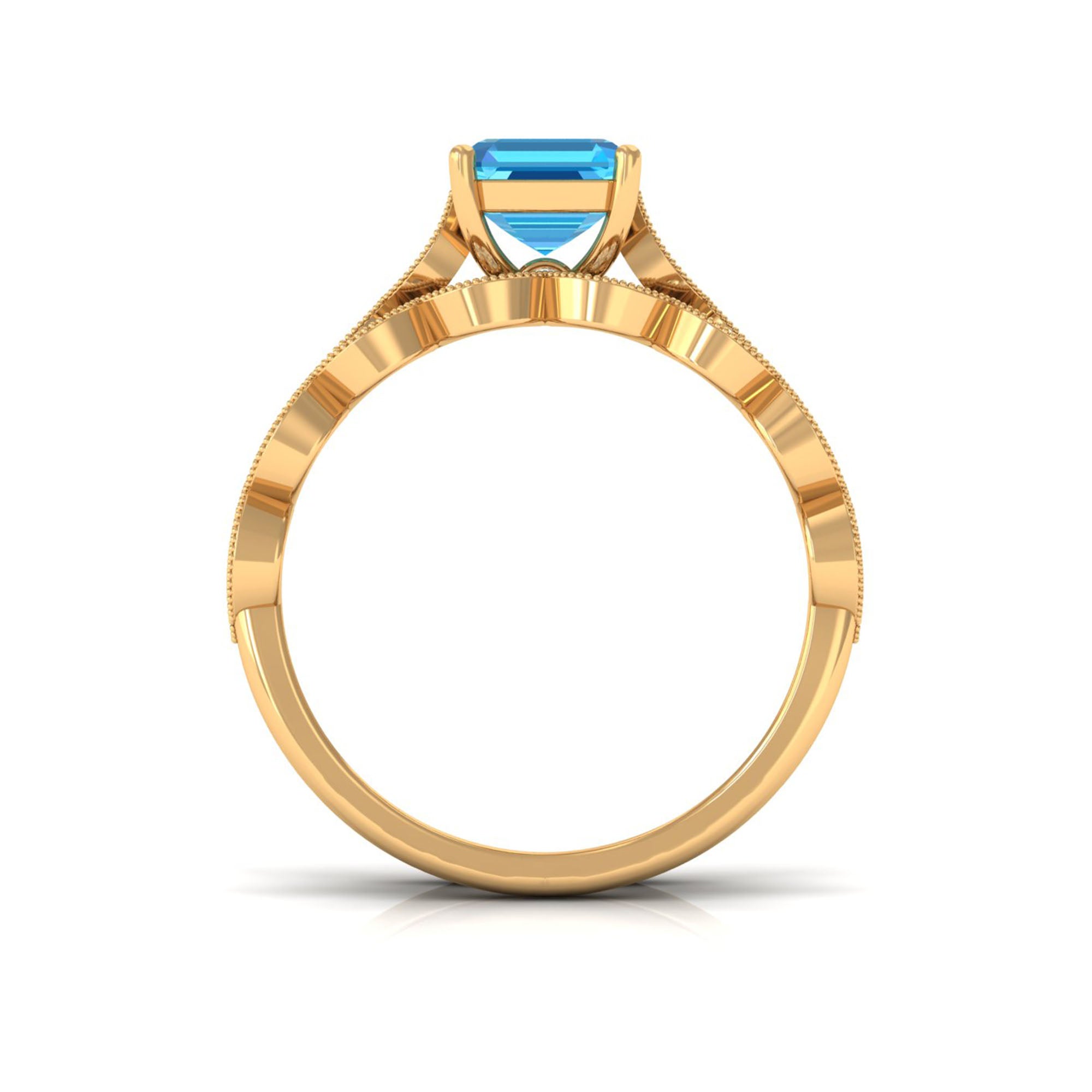 Swiss Blue Topaz Wedding Ring Set with Moissanite Swiss Blue Topaz - ( AAA ) - Quality - Rosec Jewels