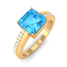 2.25 CT Swiss Blue Topaz Solitaire and Diamond Engagement Ring Swiss Blue Topaz - ( AAA ) - Quality - Rosec Jewels
