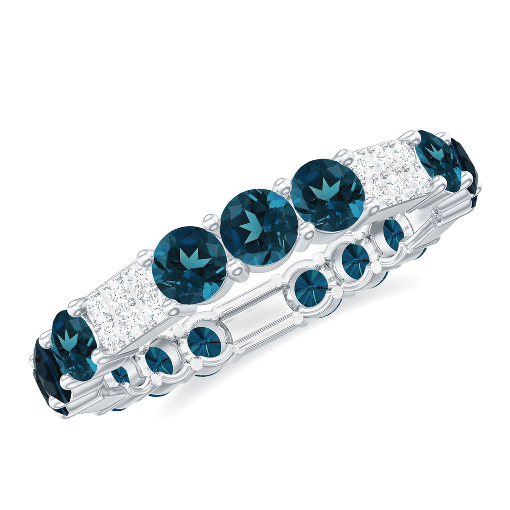 Minimal London Blue Topaz and Diamond Eternity Ring London Blue Topaz - ( AAA ) - Quality - Rosec Jewels