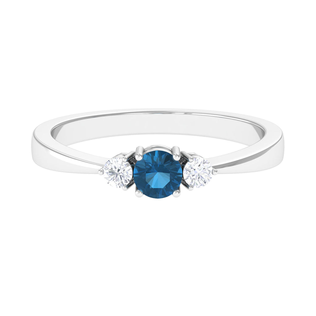 1/2 CT London Blue Topaz Promise Ring with Diamond London Blue Topaz - ( AAA ) - Quality - Rosec Jewels