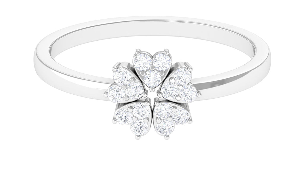1/2 CT Gold and Diamond Floral Promise Ring Diamond - ( HI-SI ) - Color and Clarity - Rosec Jewels