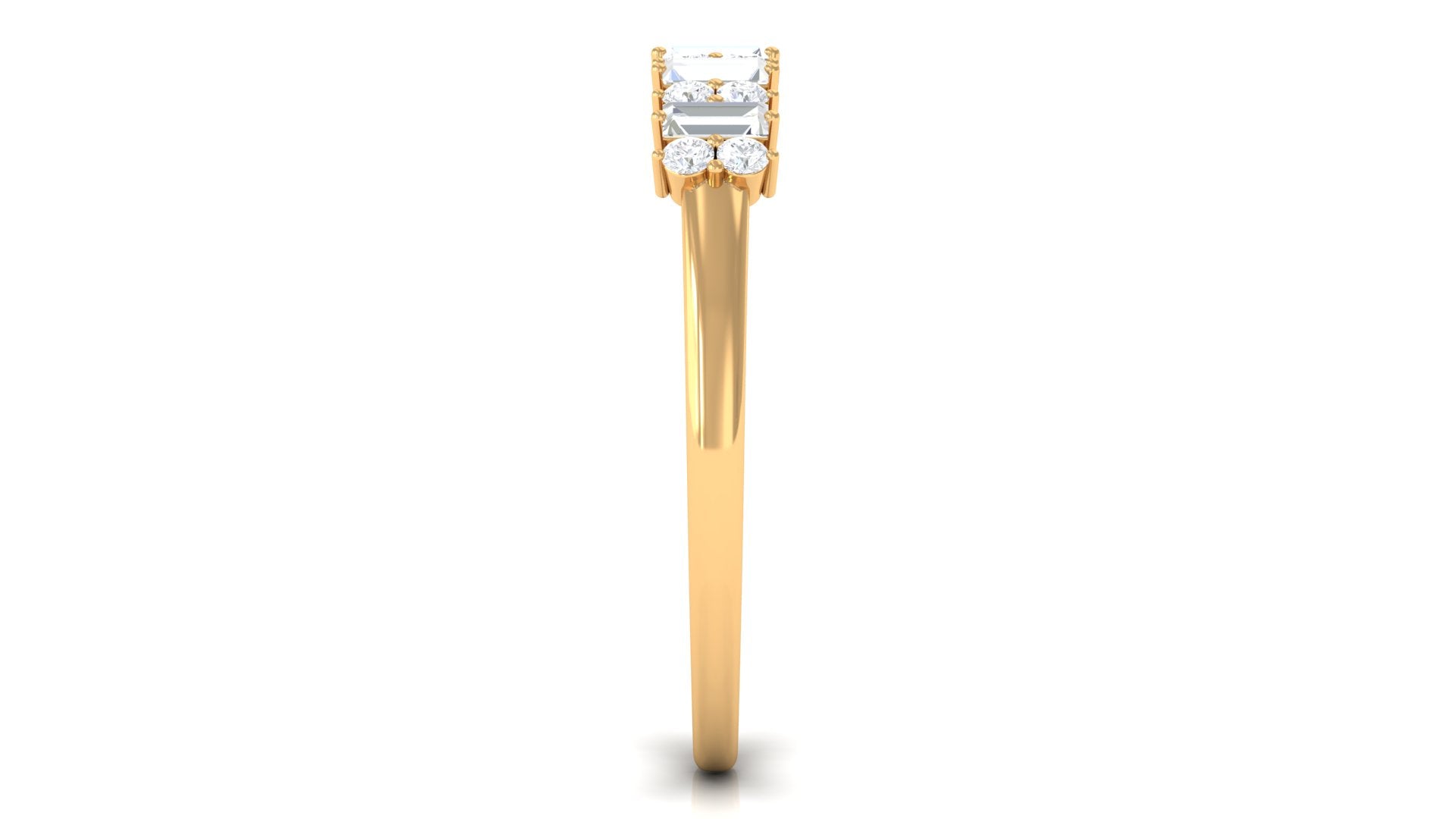 3/4 CT Baguette and Round Cut Diamond Minimal Ring Diamond - ( HI-SI ) - Color and Clarity - Rosec Jewels