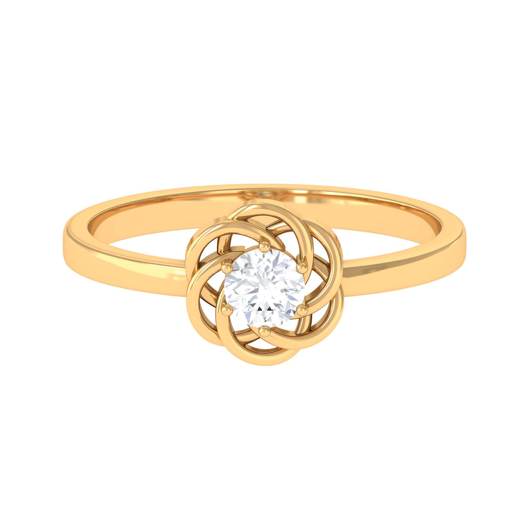 Round Cut Solitaire Diamond Braided Flower Engagement Ring Diamond - ( HI-SI ) - Color and Clarity - Rosec Jewels