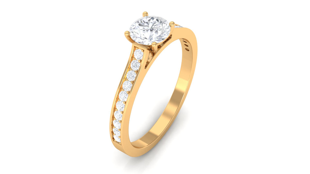 1/2 CT Natural Diamond Solitaire Engagement Ring in Gold Diamond - ( HI-SI ) - Color and Clarity - Rosec Jewels