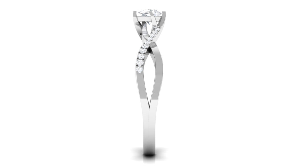 1/2 CT Pure Diamond Bypass Engagement Ring with Infinity Shank Diamond - ( HI-SI ) - Color and Clarity - Rosec Jewels