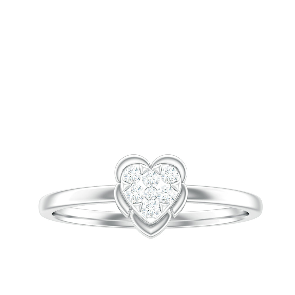 Illusion Set Pure Diamond Heart Promise Ring Diamond - ( HI-SI ) - Color and Clarity - Rosec Jewels