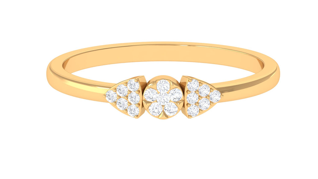Illusion Set Real Diamond Minimal Promise Ring in Gold Diamond - ( HI-SI ) - Color and Clarity - Rosec Jewels