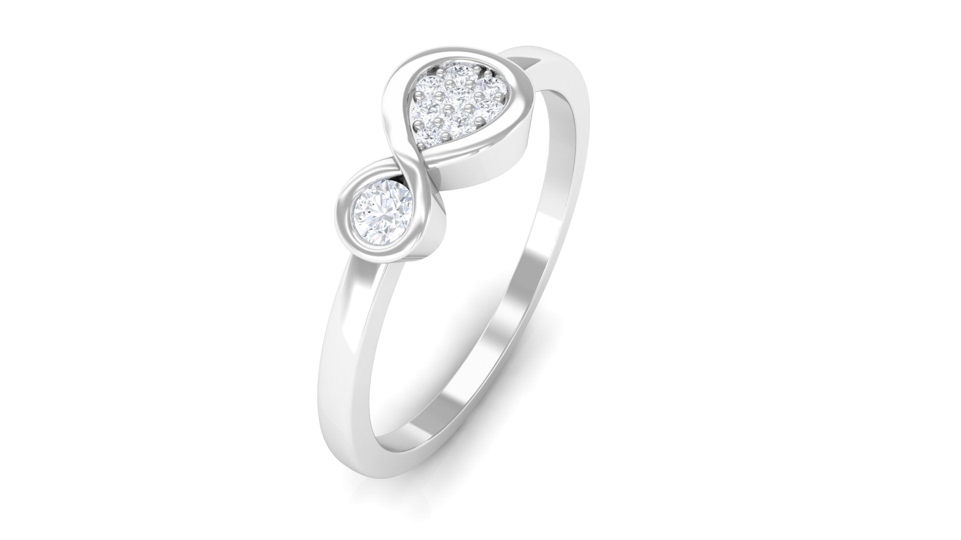 Illusion Set Diamond Promise Ring in Infinity Style Diamond - ( HI-SI ) - Color and Clarity - Rosec Jewels