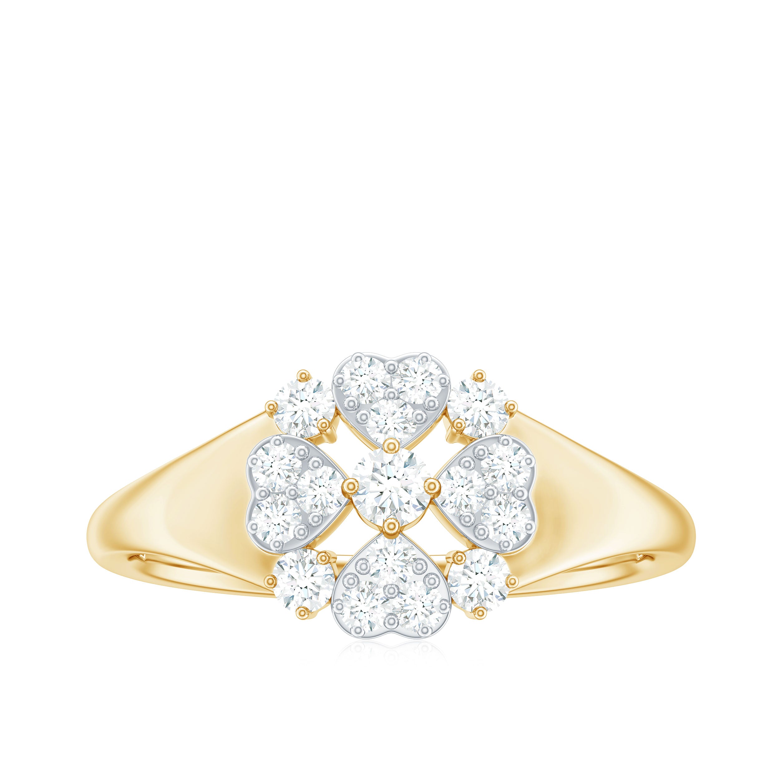 Illusion Set Diamond Floral Heart Ring Diamond - ( HI-SI ) - Color and Clarity - Rosec Jewels