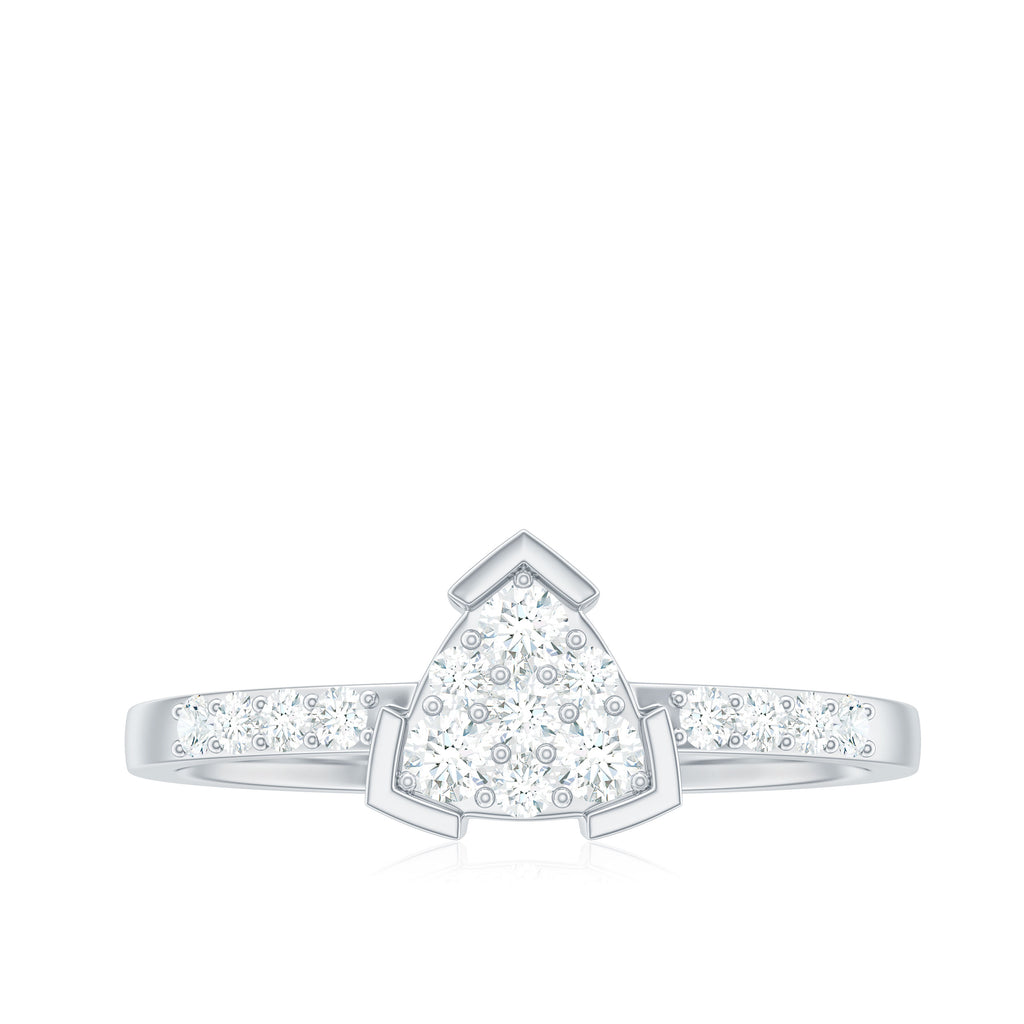 1/2 CT Round Diamond Triangular Engagement Ring Diamond - ( HI-SI ) - Color and Clarity - Rosec Jewels