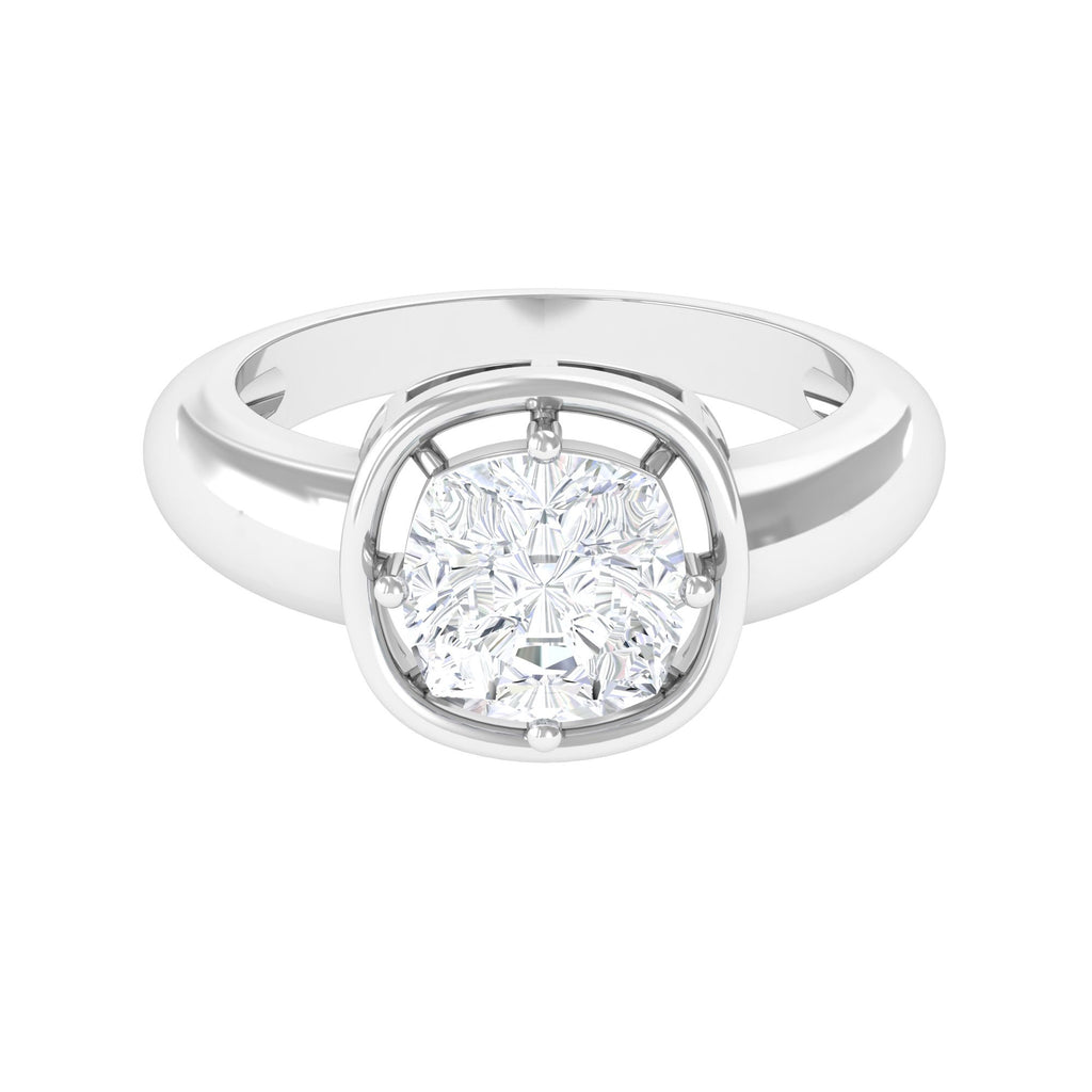 3.25 CT Cushion Cut Moissanite Solitaire Engagement Ring in Gold Moissanite - ( D-VS1 ) - Color and Clarity - Rosec Jewels