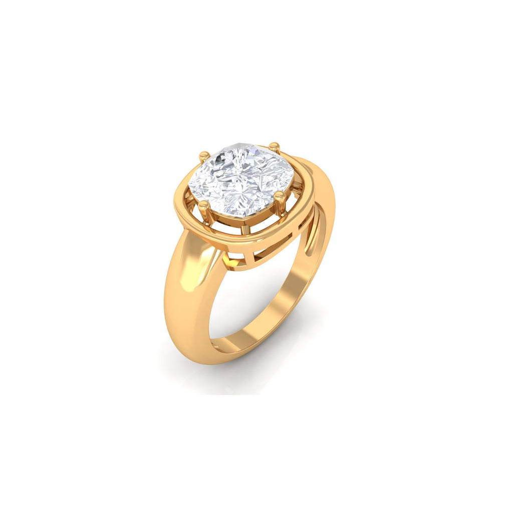 3.25 CT Cushion Cut Moissanite Solitaire Engagement Ring in Gold Moissanite - ( D-VS1 ) - Color and Clarity - Rosec Jewels