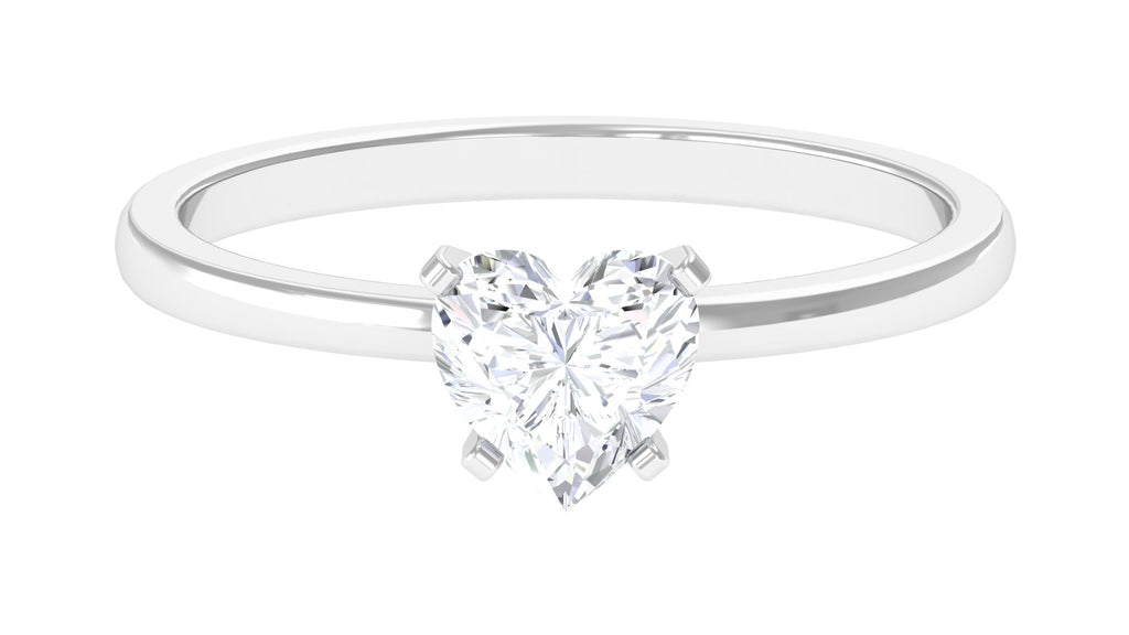 1 CT Heart Shape Certified Moissanite Solitaire Ring Moissanite - ( D-VS1 ) - Color and Clarity - Rosec Jewels