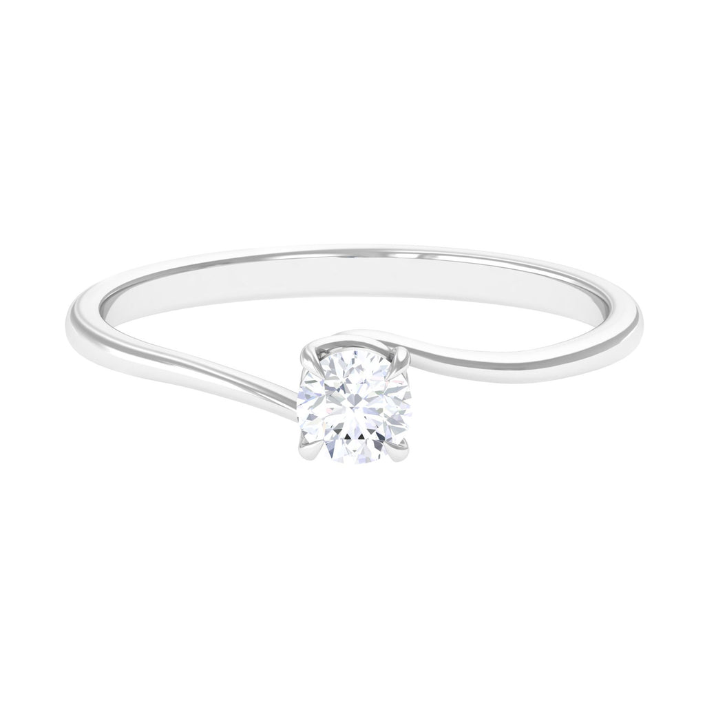 1/4 CT Round Cut Moissanite Solitaire Gold Ring for Women Moissanite - ( D-VS1 ) - Color and Clarity - Rosec Jewels