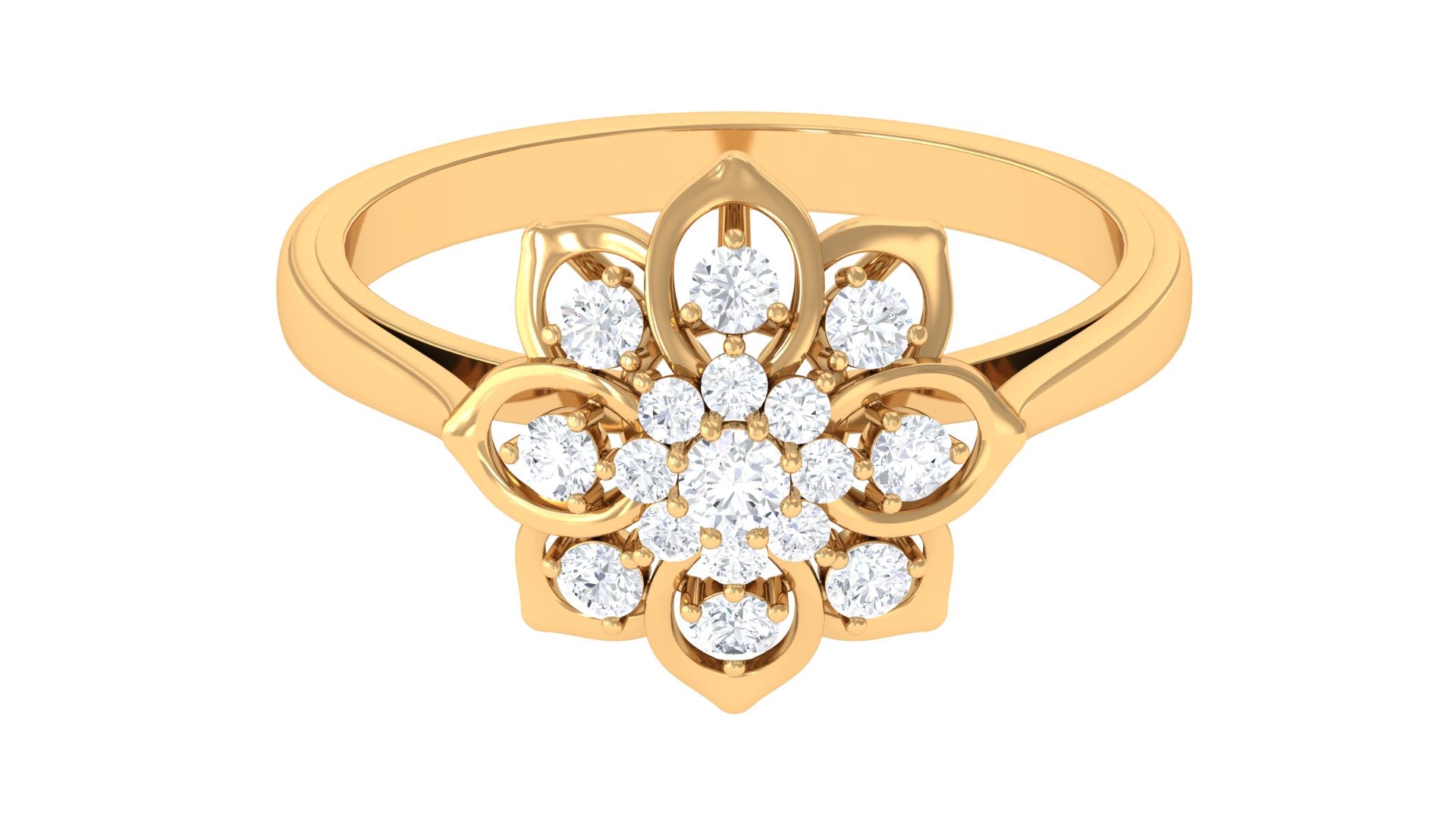 Natural Diamond Flower Cocktail Ring Diamond - ( HI-SI ) - Color and Clarity - Rosec Jewels