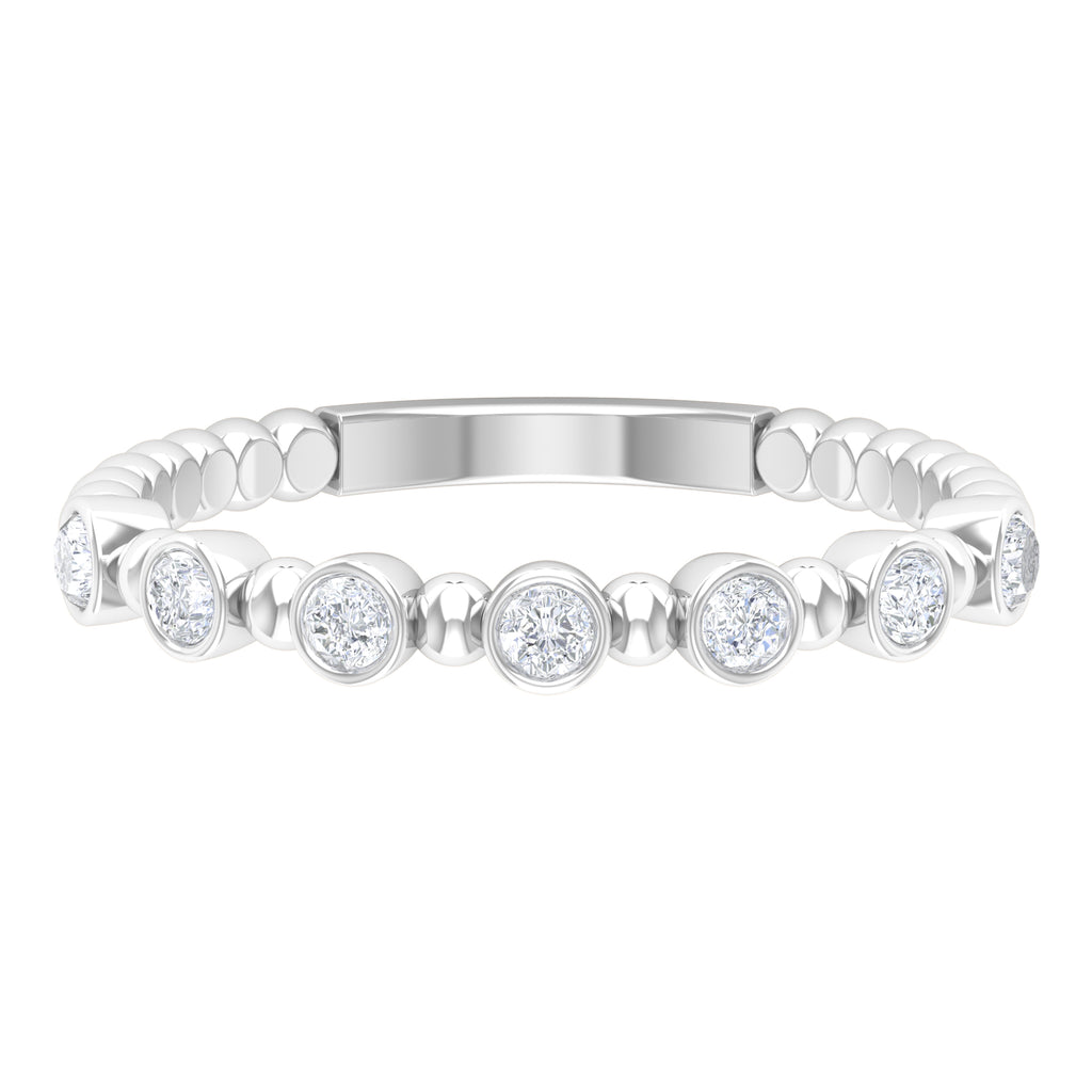 7 Stone Diamond Stackable Ring with Beaded Details Diamond - ( HI-SI ) - Color and Clarity - Rosec Jewels