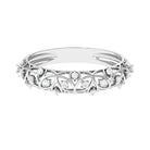 Round Diamond Semi Eternity Band Ring with Gold Filigree Details Diamond - ( HI-SI ) - Color and Clarity - Rosec Jewels