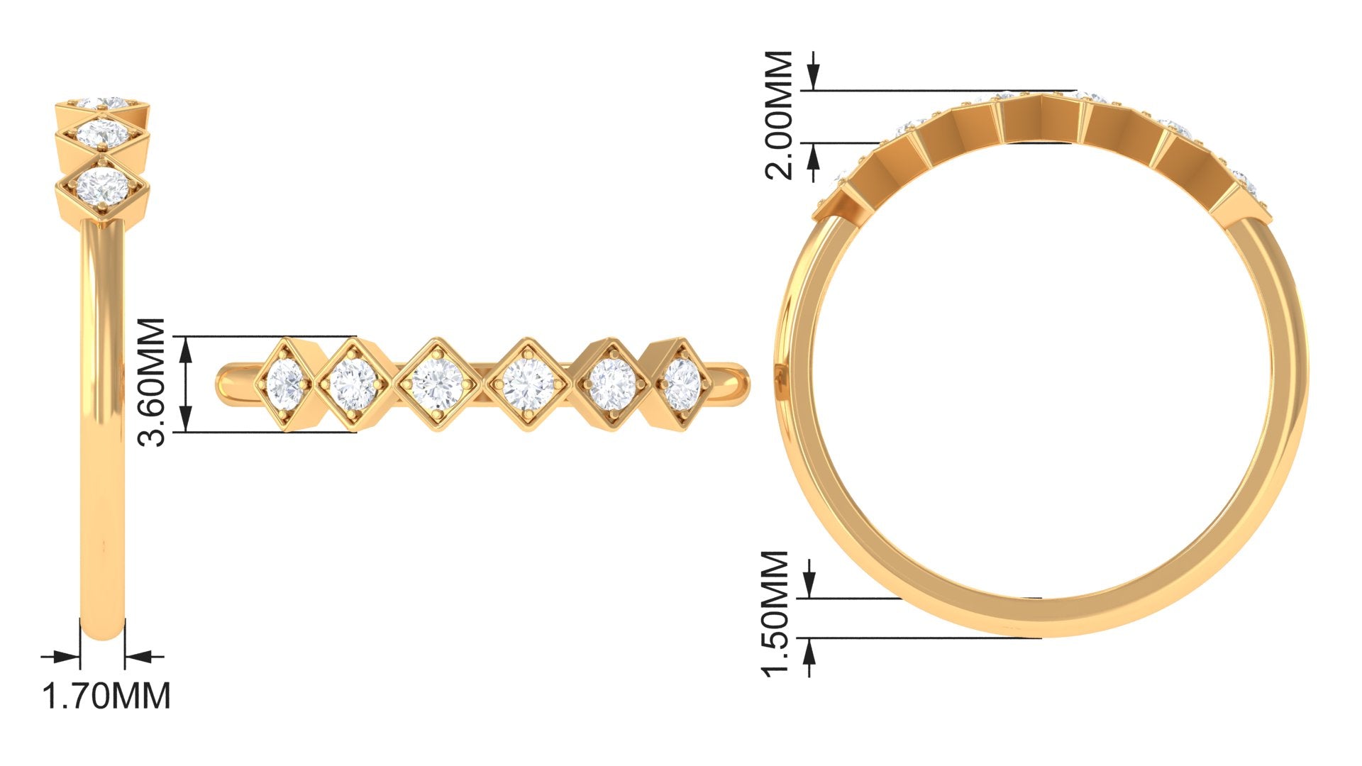 Hexagon Cut Diamond Stackable Ring for women Diamond - ( HI-SI ) - Color and Clarity - Rosec Jewels