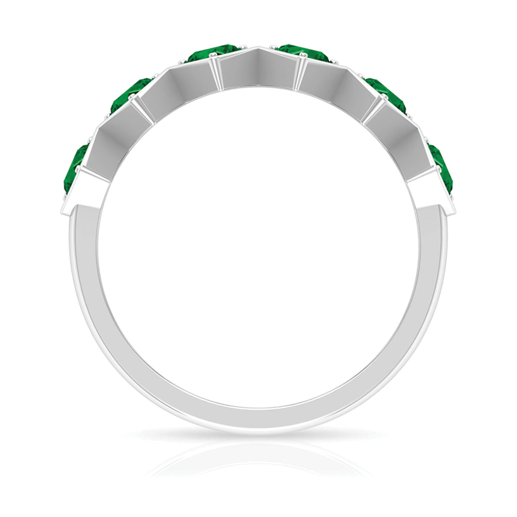 3/4 CT Round Cut Emerald Half Eternity Ring for Women Emerald - ( AAA ) - Quality - Rosec Jewels